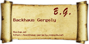 Backhaus Gergely névjegykártya